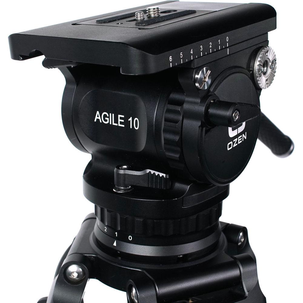 OZEN 100AL2 100mm Aluminum Tripod & Agile 10 Fluid Head System