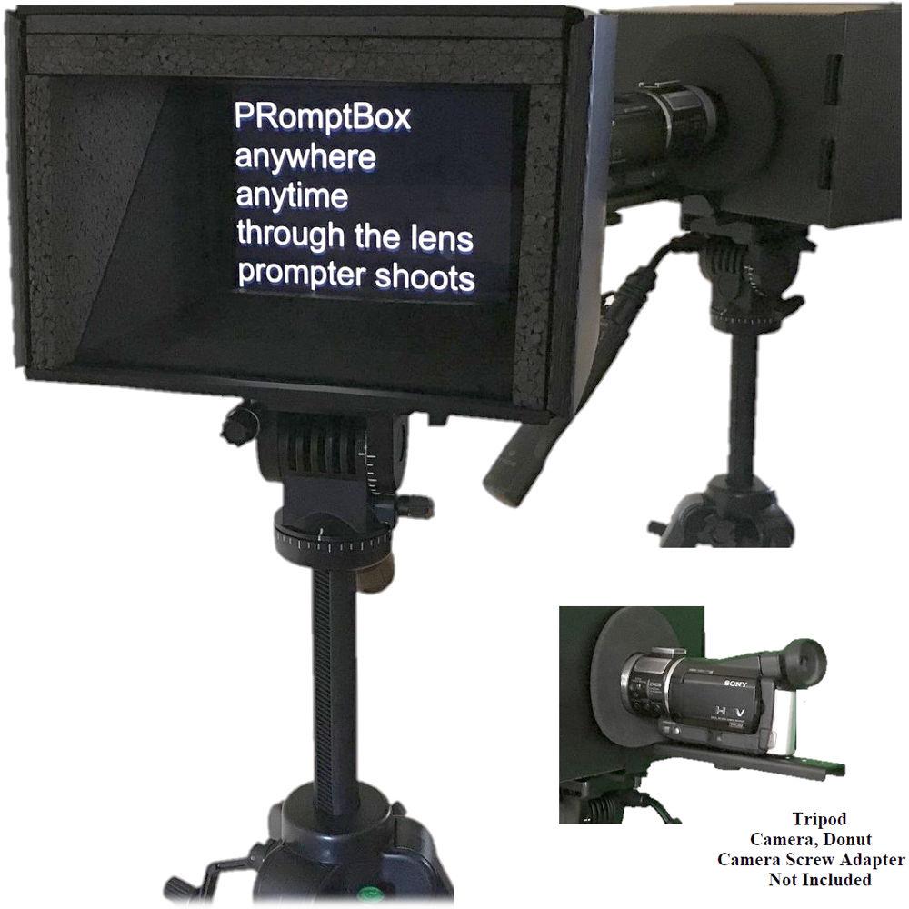 PRomptBox Compact Folding Mobile Teleprompter for 7 to 9" iPads, Tablets, and Smartphones with Camera Bracket
