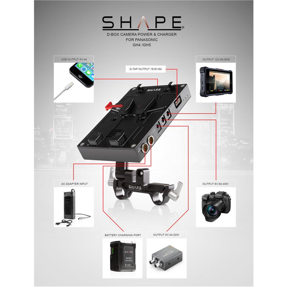SHAPE D-Box Camera Power & Charger Kit with 98Wh Battery for Panasonic GH4 GH5 Series