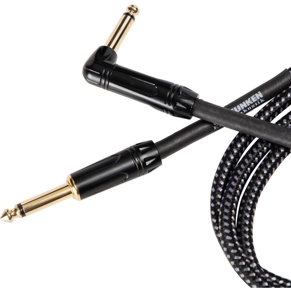 Telefunken Instrument Cable: 1-Straight 1 4" and 1-Right Angle 1 4"Connector Braid Jacket Gold Plated Plugs 13