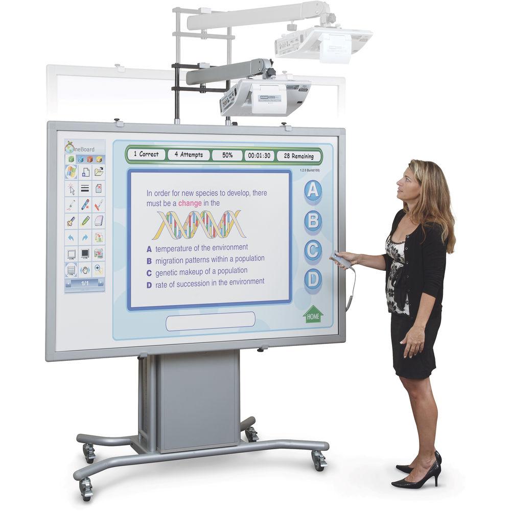 Balt iTeach 2 Mobile Electric IWB Stand with Cart and Super Short Throw Projector Arm