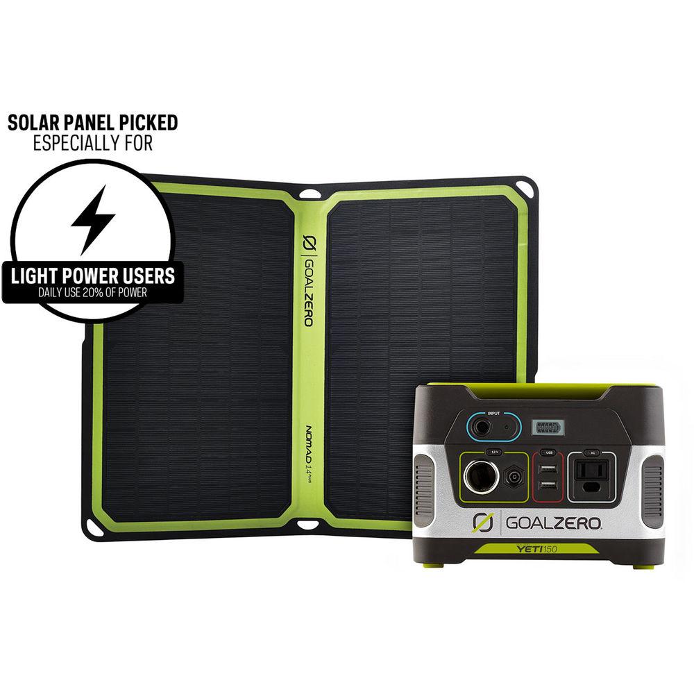 GOAL ZERO Yeti 150 Portable Power Station & Nomad 14 Plus Solar Panel Kit