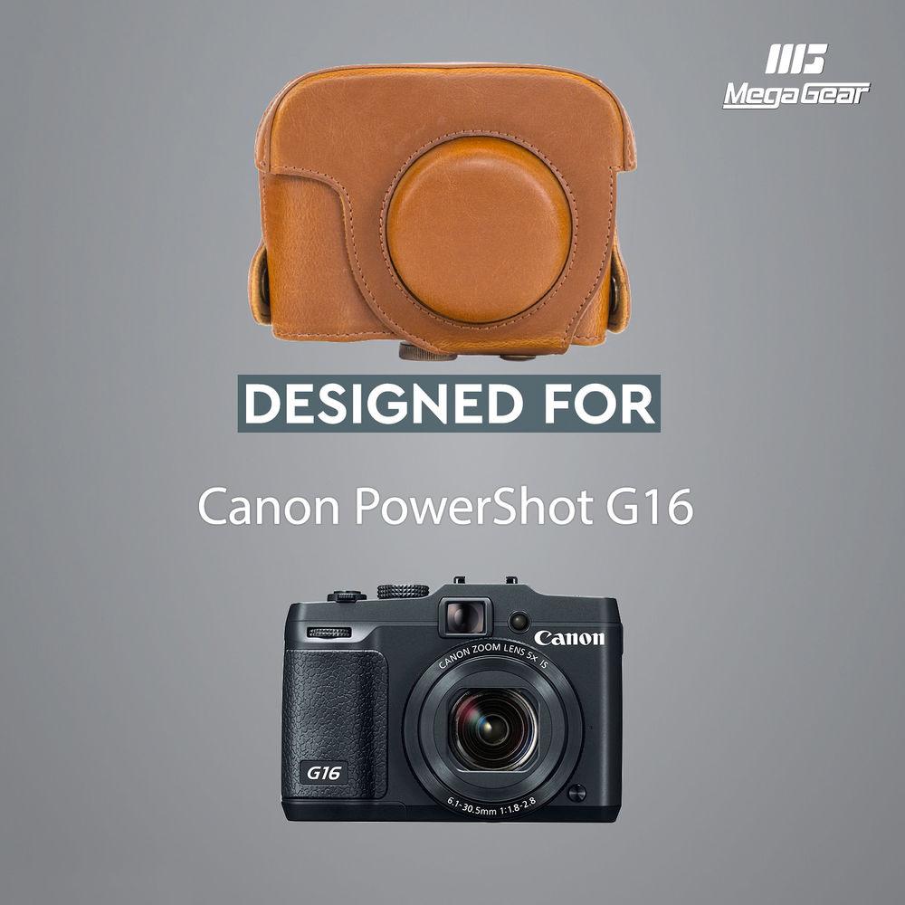 MegaGear PU Leather Camera Case and Strap for Canon PowerShot G16
