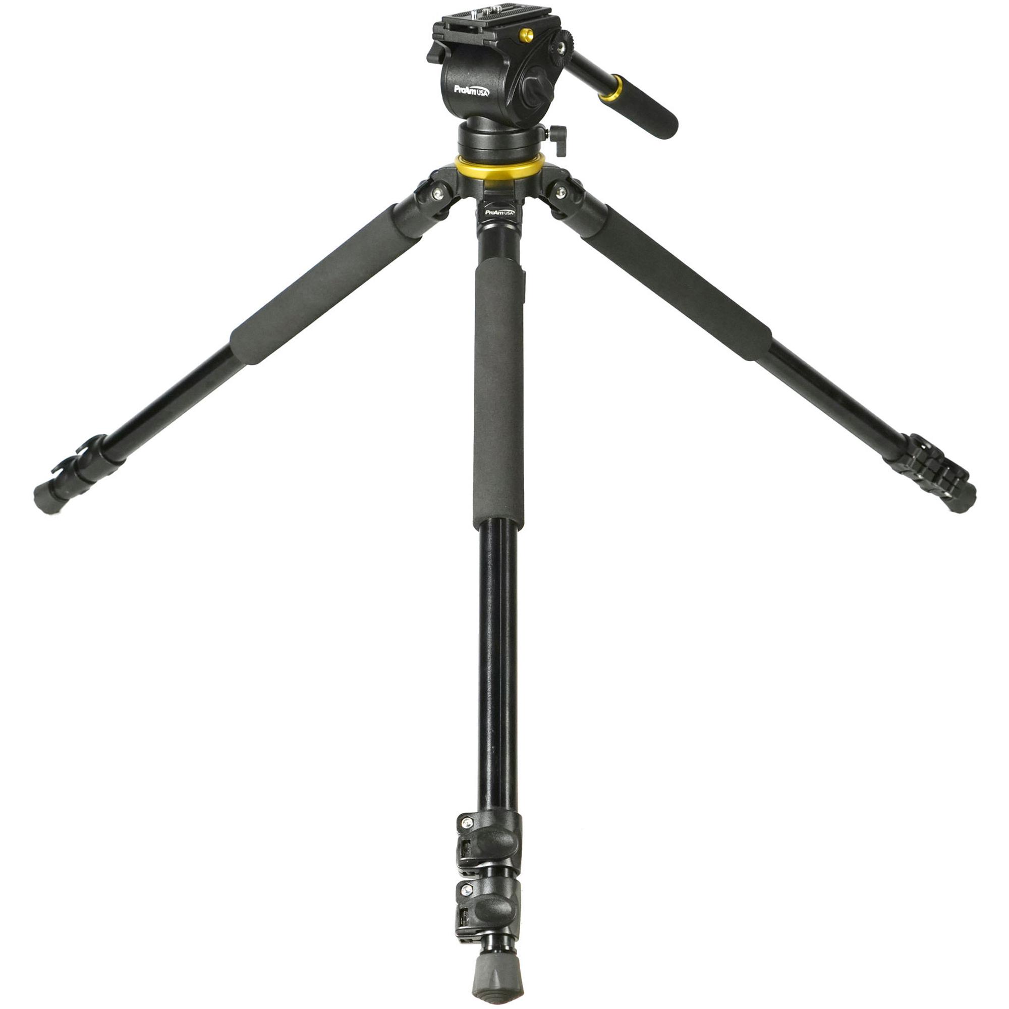 ProAm USA Pro Extendable Leg Bowl Tripod And Dampened Fluid Head Set