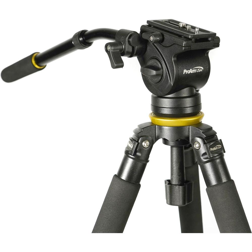 ProAm USA Pro Extendable Leg Bowl Tripod And Dampened Fluid Head Set