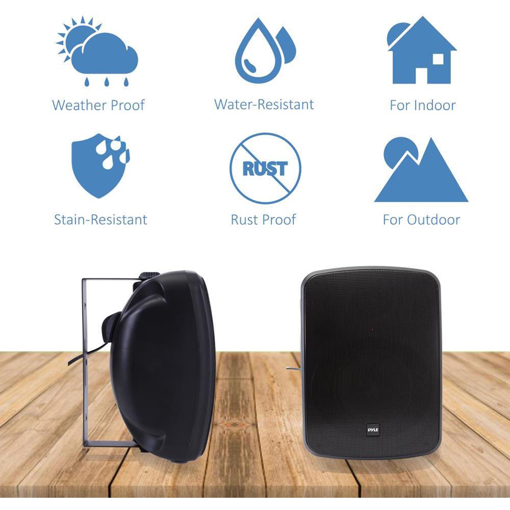 Pyle Pro 6.5" 1000 Watt Wall-Mount Marine Speakers with BT Audio RF Streaming