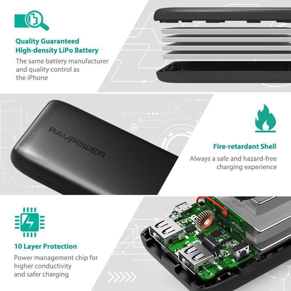 RAVPower Ace Series 12000mAh Quick Charge Power Bank, RAVPower, Ace, Series, 12000mAh, Quick, Charge, Power, Bank