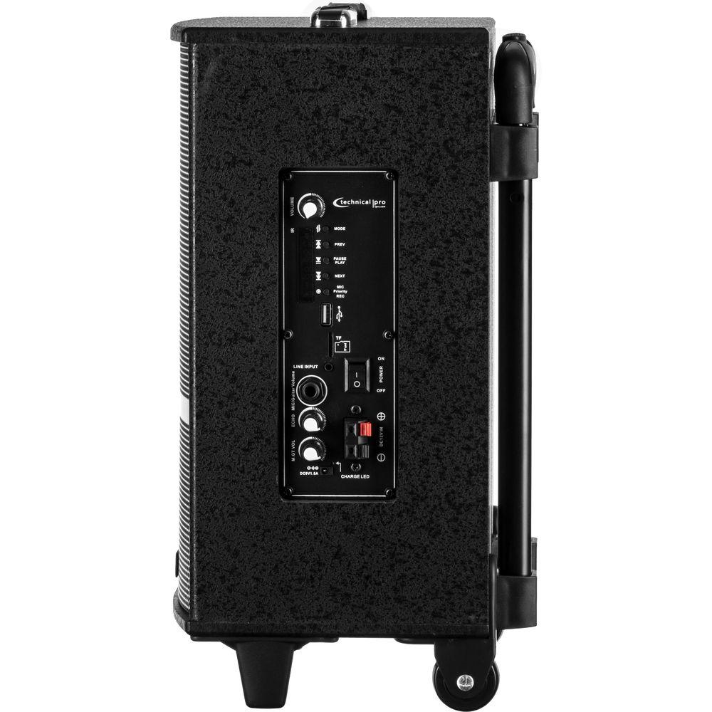 Technical Pro WASP810B Rechargeable 8" Bluetooth-Enabled Portable PA System with Light Show