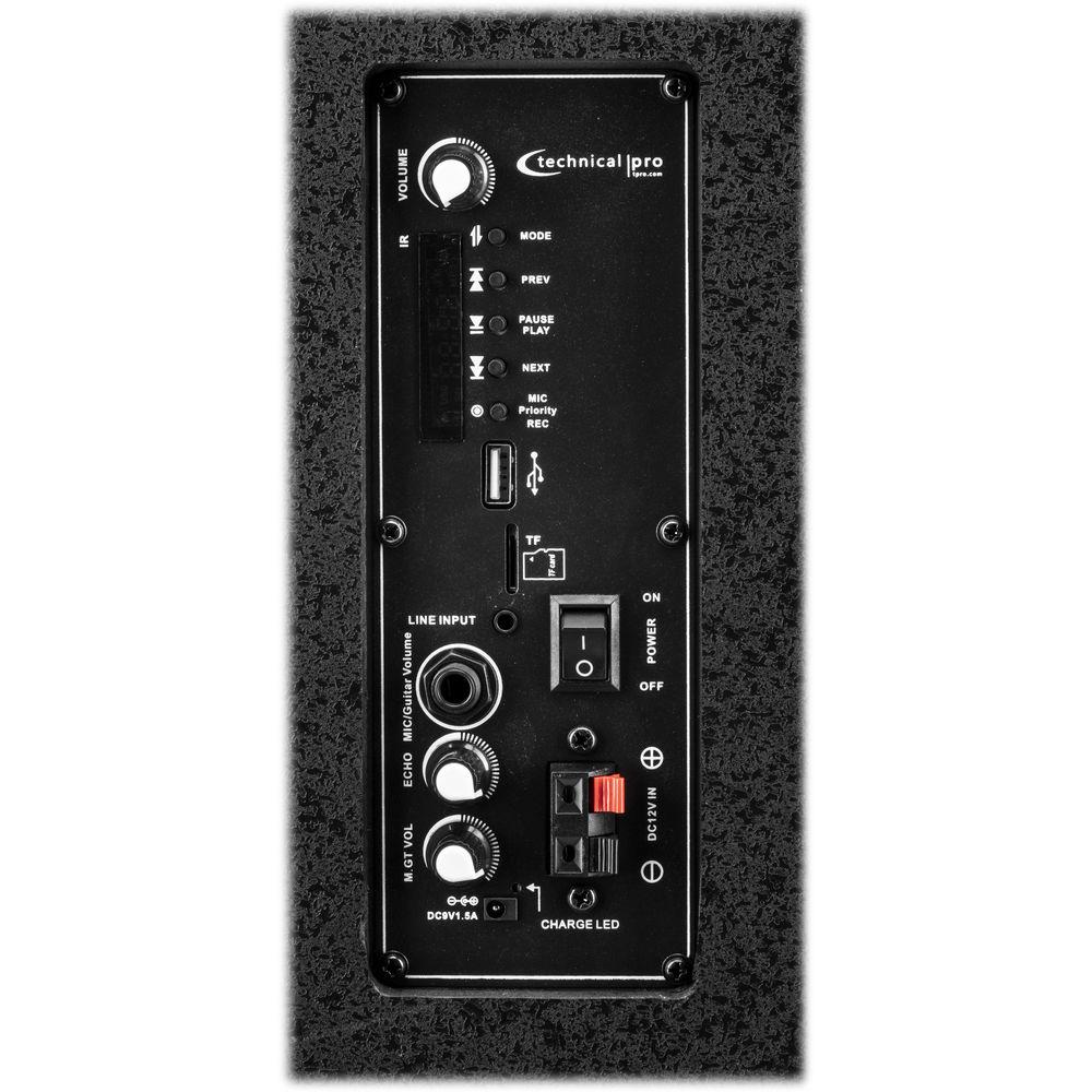 Technical Pro WASP810B Rechargeable 8" Bluetooth-Enabled Portable PA System with Light Show