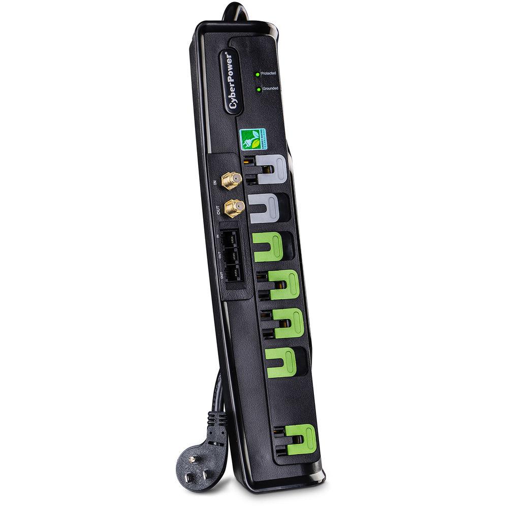 CyberPower 2250 J Surge Suppressor, 125 V, Nema 5-15P 45 Degree Off-Set Plug, 7-Outlet, 6