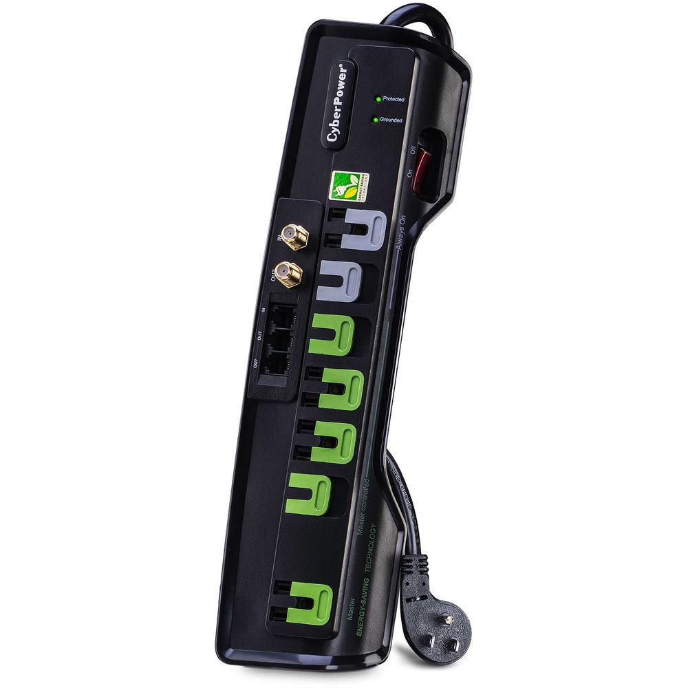 CyberPower 2250 J Surge Suppressor, 125 V, Nema 5-15P 45 Degree Off-Set Plug, 7-Outlet, 6