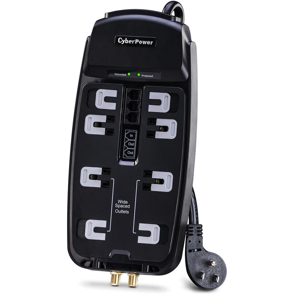 CyberPower 2850 J Surge Suppressor,125 V, Nema 5-15P 45 Degree Off-Set Plug, 8-Outlet, 8