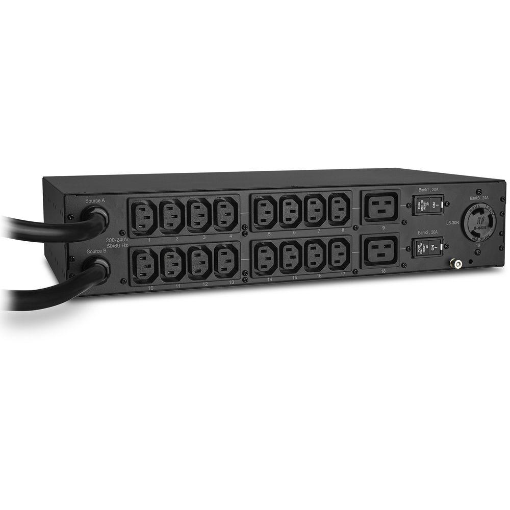 CyberPower Metered ATS PDU24A 200-240 2xL6-30P 19 Rear C19NEMA L6-30 2U RU 10