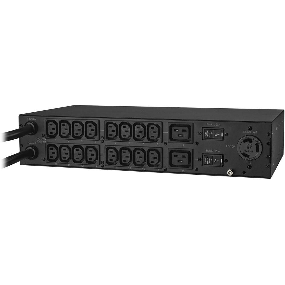 CyberPower Metered ATS PDU24A 200-240 2xL6-30P 19 Rear C19NEMA L6-30 2U RU 10