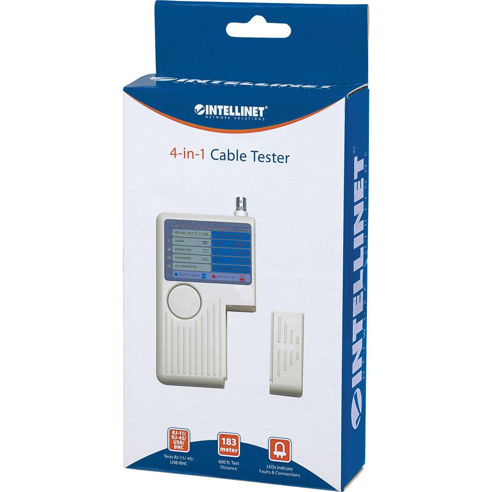 Intellinet 4-in-1 Cable Tester for RJ-11, RJ45, USB & BNC