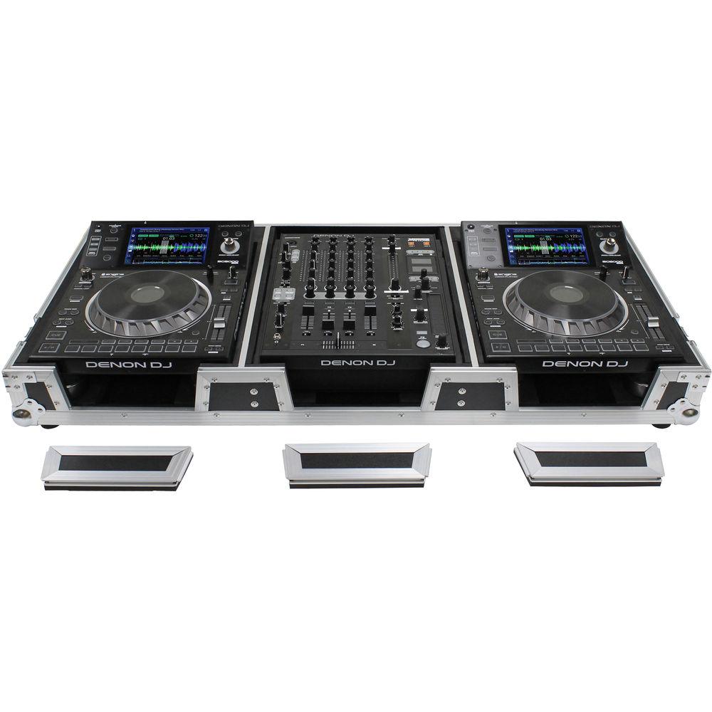 Odyssey Innovative Designs DJ Coffin for Two Large Format Tabletop CD Media Players & Mixer with Wheels & Extra Deep Rear Cable Space