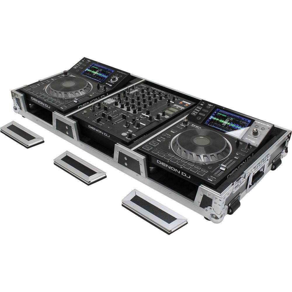 Odyssey Innovative Designs DJ Coffin for Two Large Format Tabletop CD Media Players & Mixer with Wheels & Extra Deep Rear Cable Space