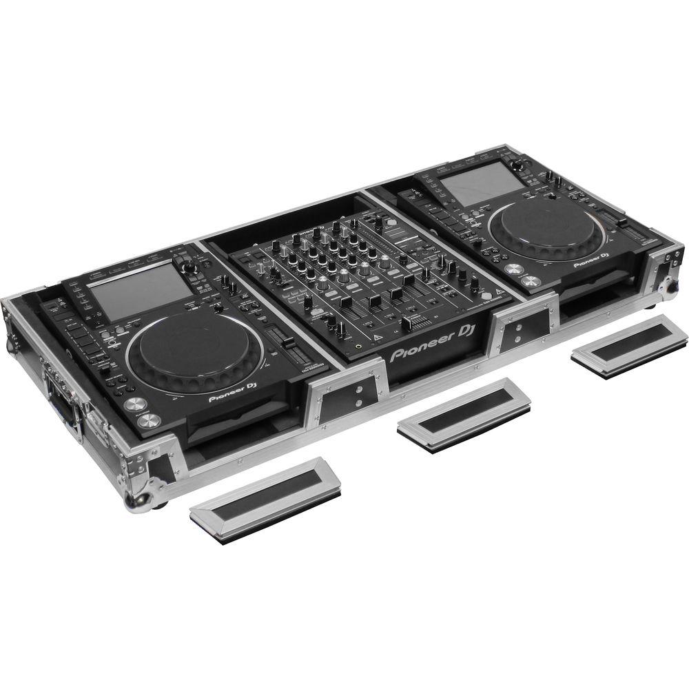 Odyssey Innovative Designs DJ Coffin for Two Large Format Tabletop CD Media Players & Mixer with Wheels & Extra Deep Rear Cable Space