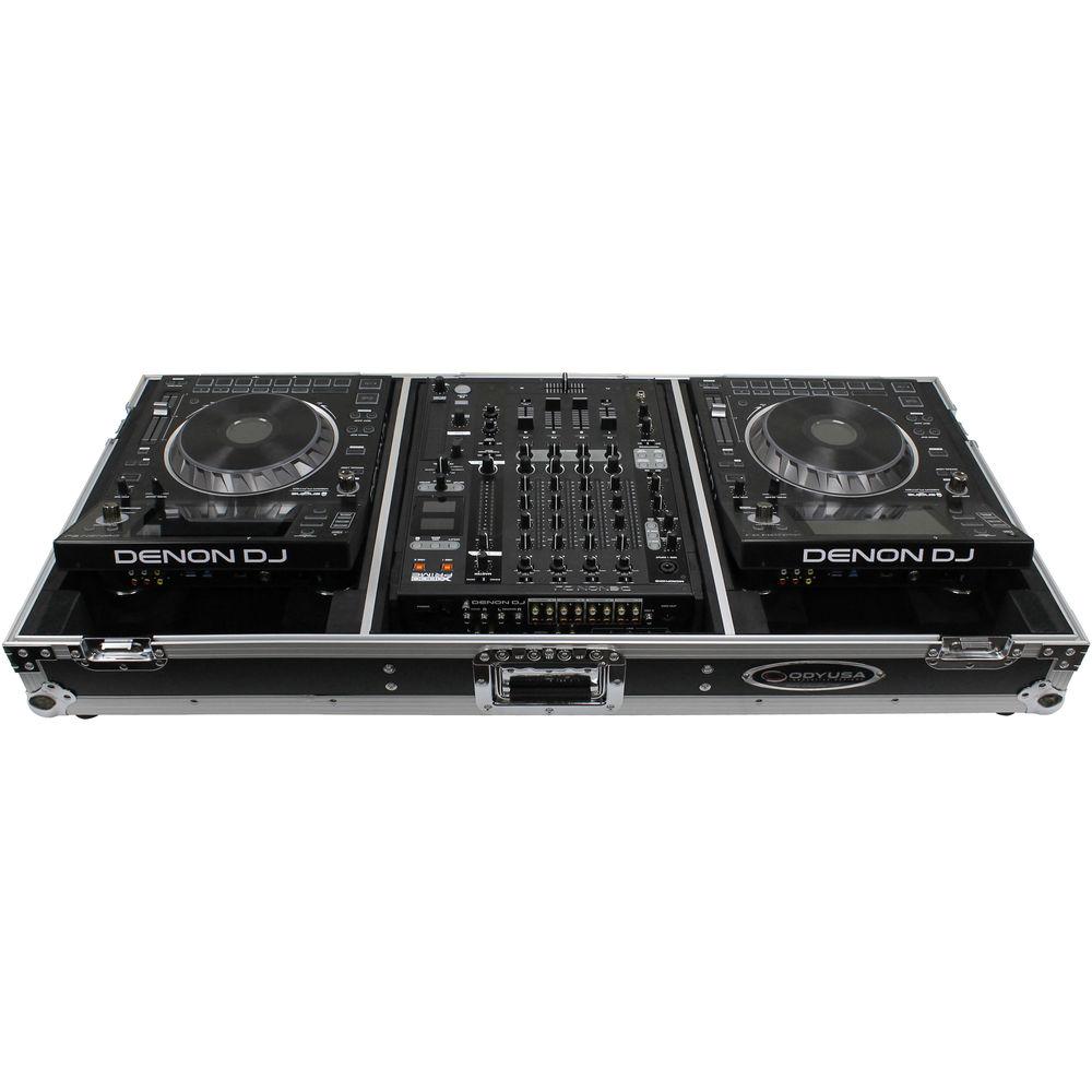 Odyssey Innovative Designs DJ Coffin for Two Large Format Tabletop CD Media Players & Mixer with Wheels & Extra Deep Rear Cable Space