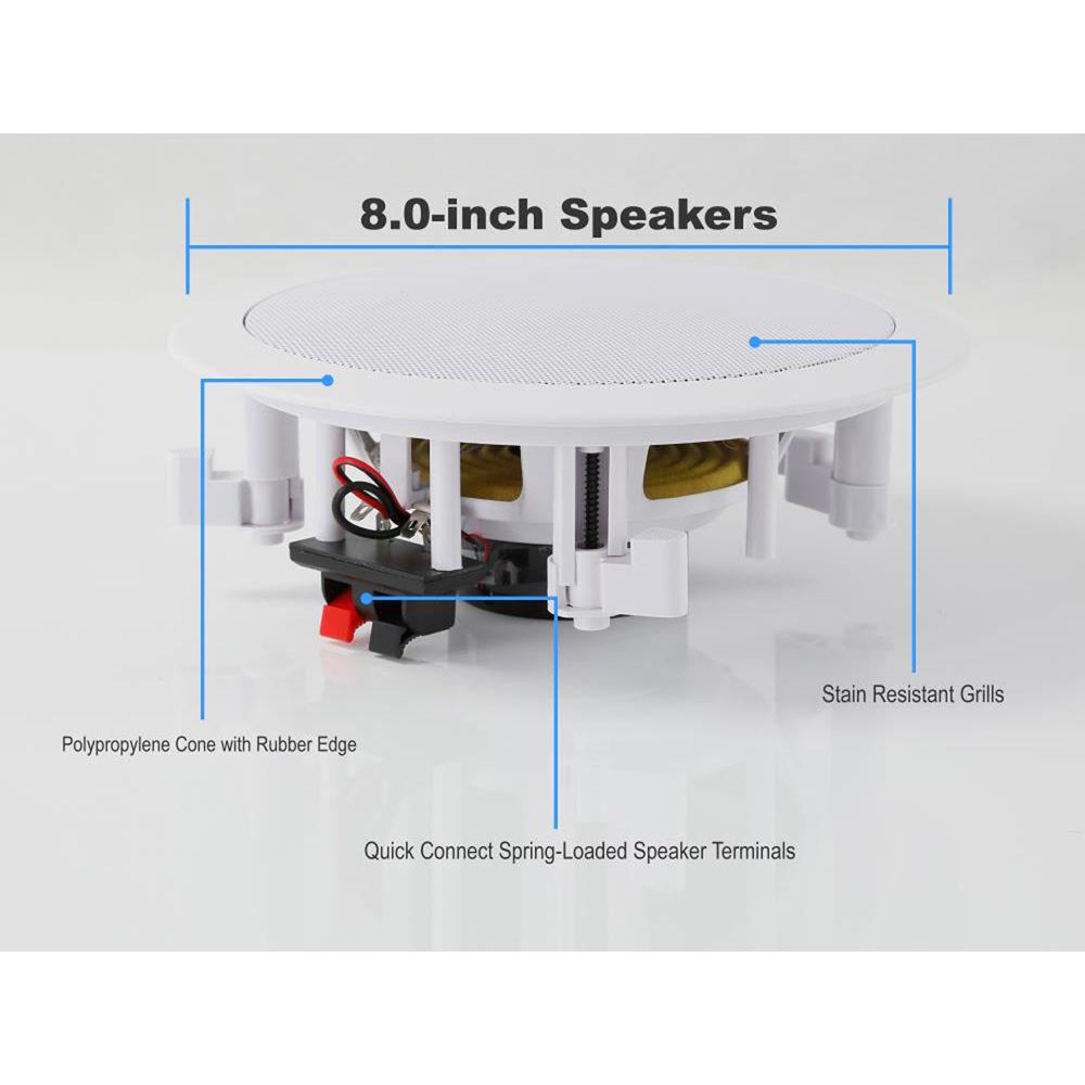 Pyle Pro PDIC1681RD 8" In-Wall In-Ceiling 250W 2-Way Stereo Speakers