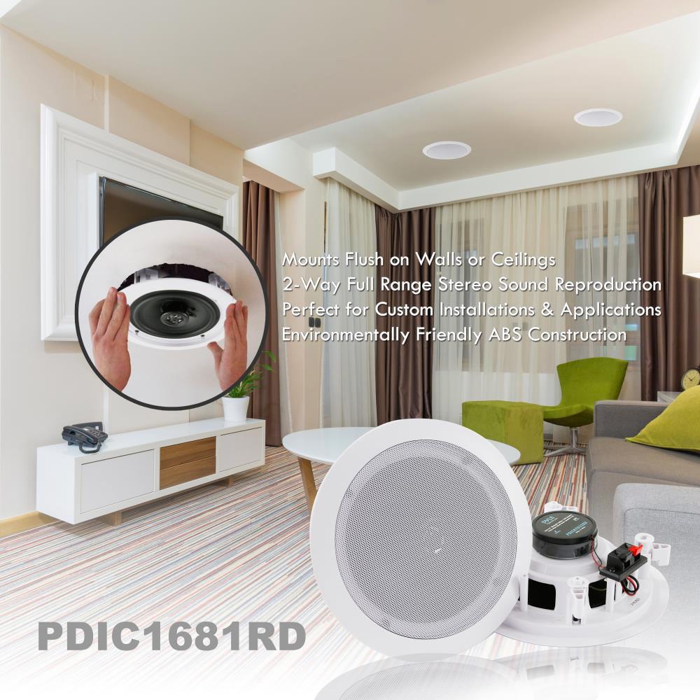 Pyle Pro PDIC1681RD 8" In-Wall In-Ceiling 250W 2-Way Stereo Speakers