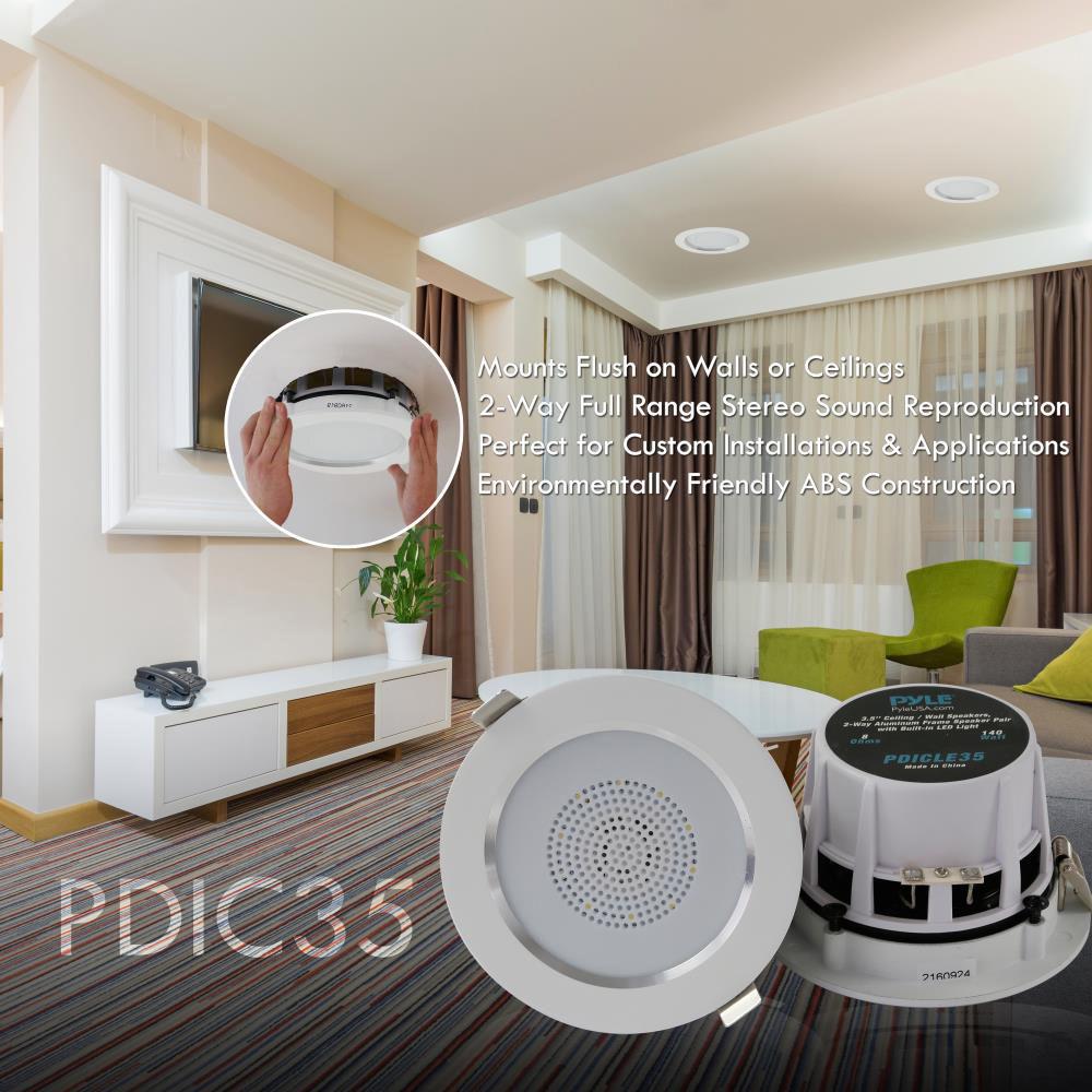 Pyle Pro PDIC35 3.5" Ceiling Wall 140W 2-Way Aluminum Frame Speakers