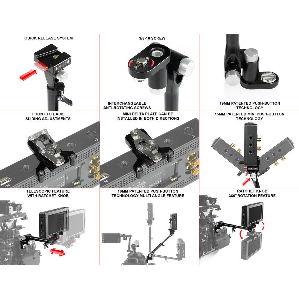 SHAPE Telescopic Push-Button Magic Arm with Mini Quick Release