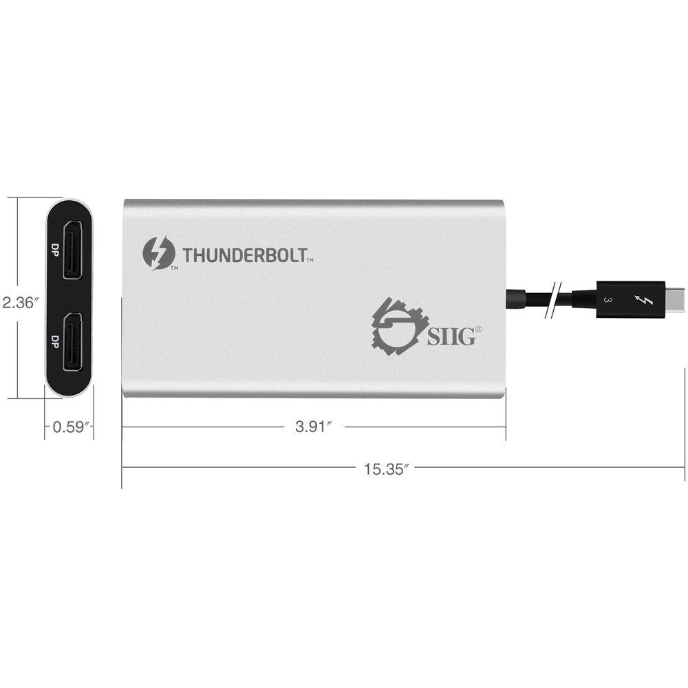 SIIG Thunderbolt V3 to Dual DisplayPort Adapter, SIIG, Thunderbolt, V3, to, Dual, DisplayPort, Adapter