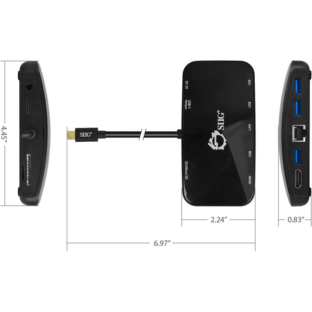 SIIG USB Type-C Multi-Function 4K HDMI Video Mini Dock with PD Charging, SIIG, USB, Type-C, Multi-Function, 4K, HDMI, Video, Mini, Dock, with, PD, Charging