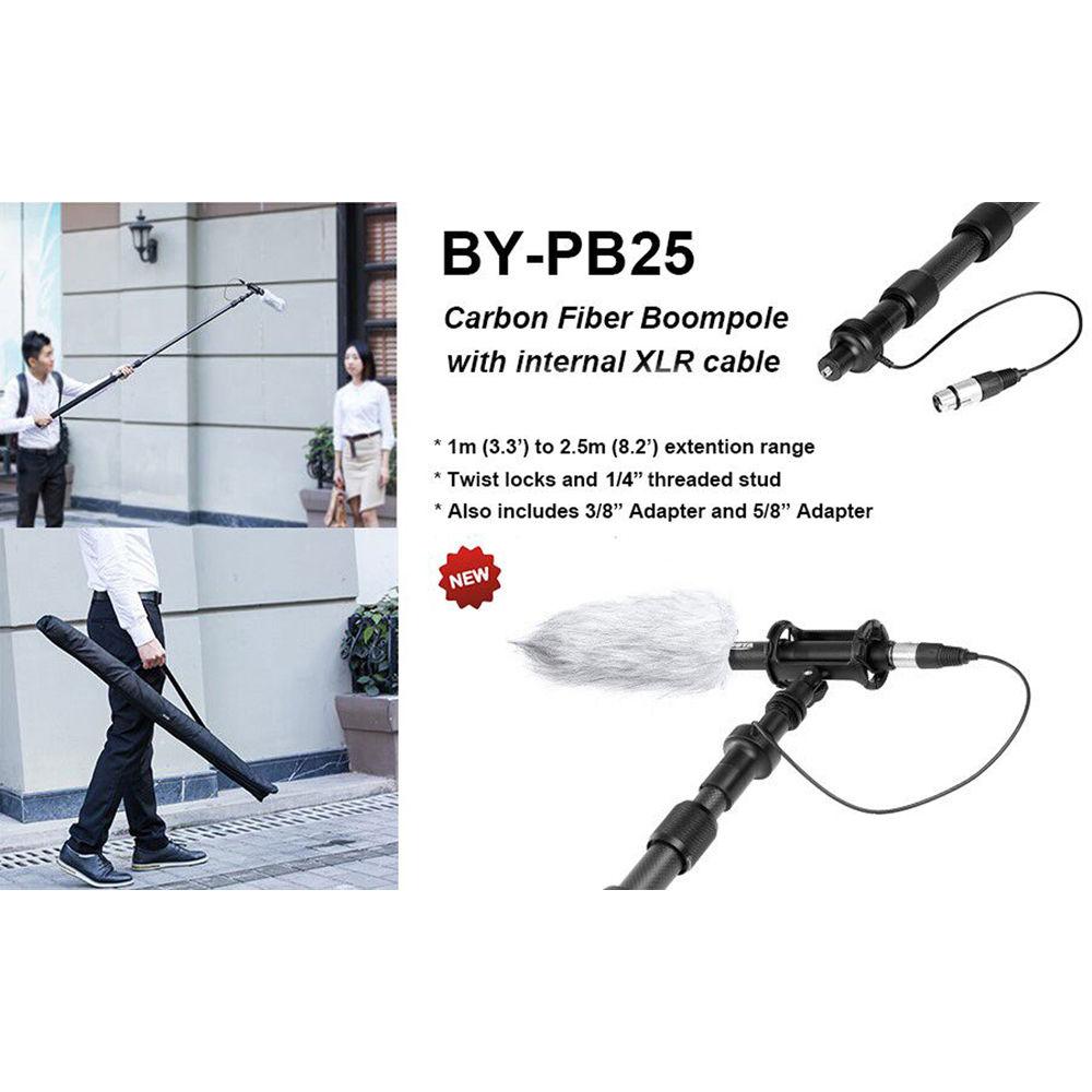 BOYA BY-PB25 Universal Carbon Fiber Boompole with Internal XLR Cable