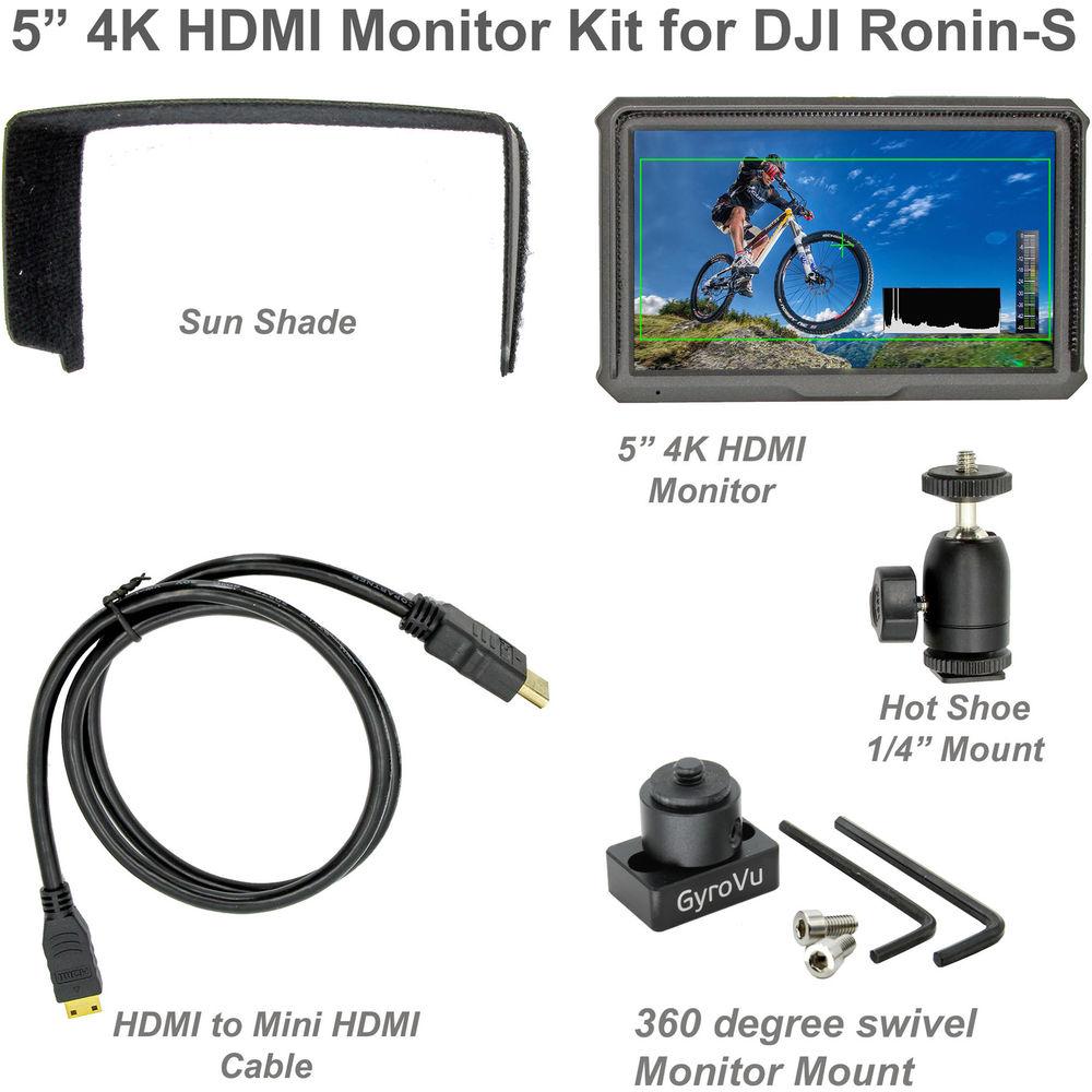 GyroVu Lightweight 5" On-Camera HDMI Monitor with 360° Swivel Mount for DJI Ronin-S