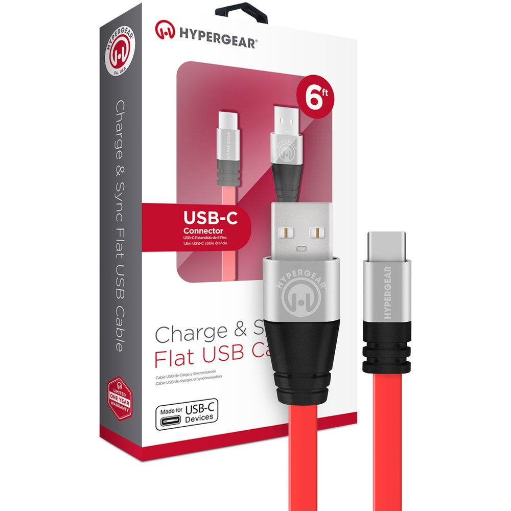 HyperGear Flexi USB 2.0 Type-A to USB Type-C Charge & Sync Flat USB Cable, HyperGear, Flexi, USB, 2.0, Type-A, to, USB, Type-C, Charge, &, Sync, Flat, USB, Cable