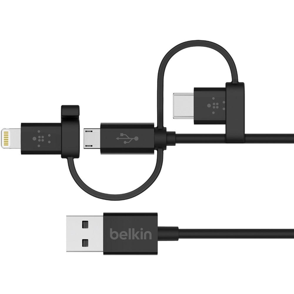 Belkin Universal Cable with Micro-USB, USB Type-C, & Lightning Adapters