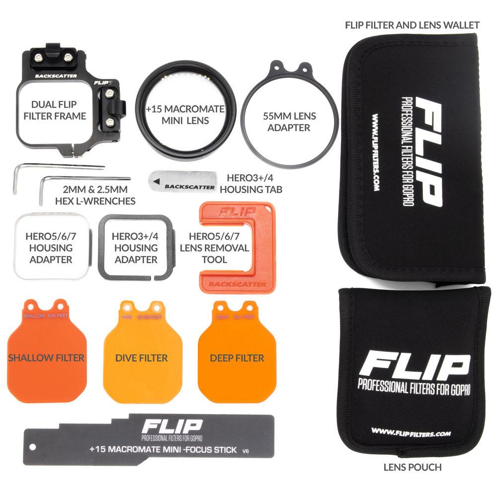 Flip Filters FLIP7 3-Filter Kit with MacroMate Mini 15 Lens for GoPro HERO Cameras