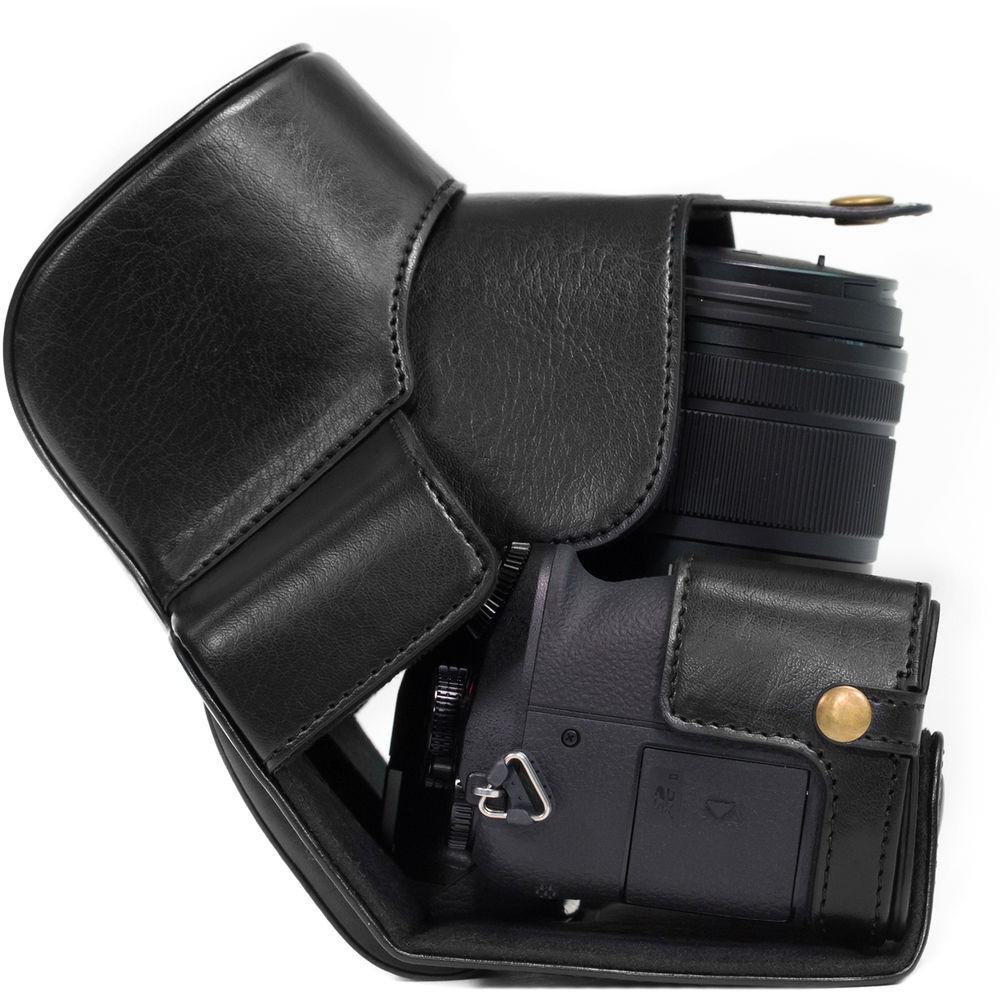 MegaGear Ever Ready PU Leather Case and Strap for Panasonic Lumix DMC-G85 or G8 with 12-60mm Lens