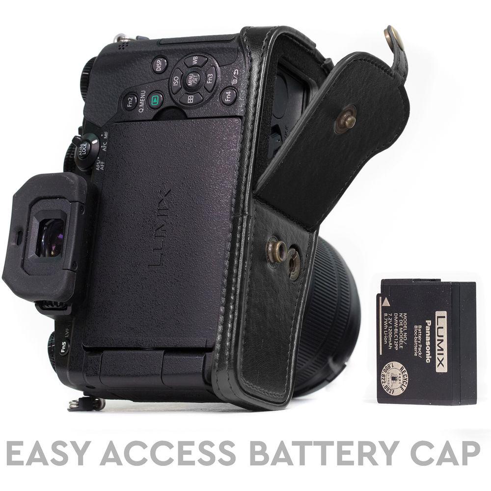 MegaGear Ever Ready PU Leather Case and Strap for Panasonic Lumix DMC-G85 or G8 with 12-60mm Lens