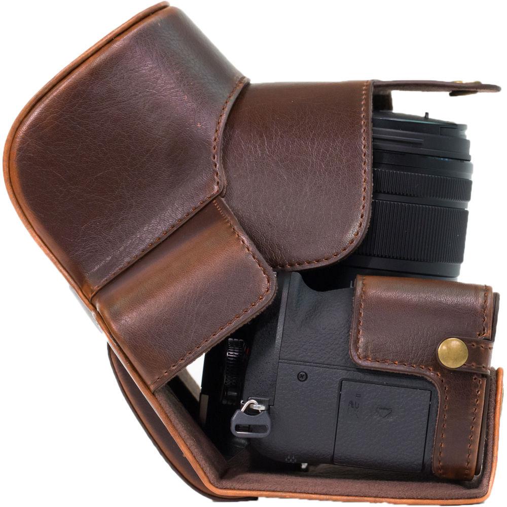MegaGear Ever Ready PU Leather Case and Strap for Panasonic Lumix DMC-G85 or G8 with 12-60mm Lens