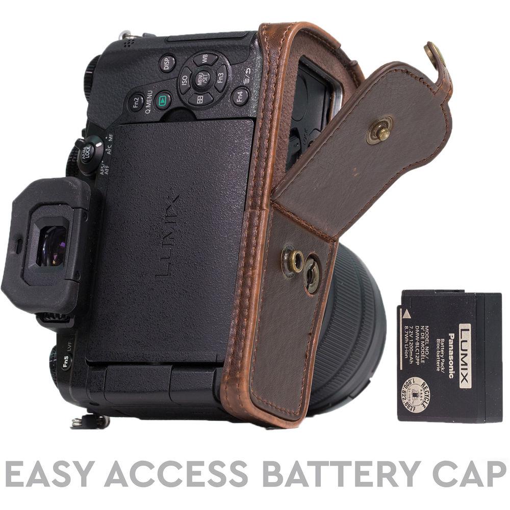 MegaGear Ever Ready PU Leather Case and Strap for Panasonic Lumix DMC-G85 or G8 with 12-60mm Lens