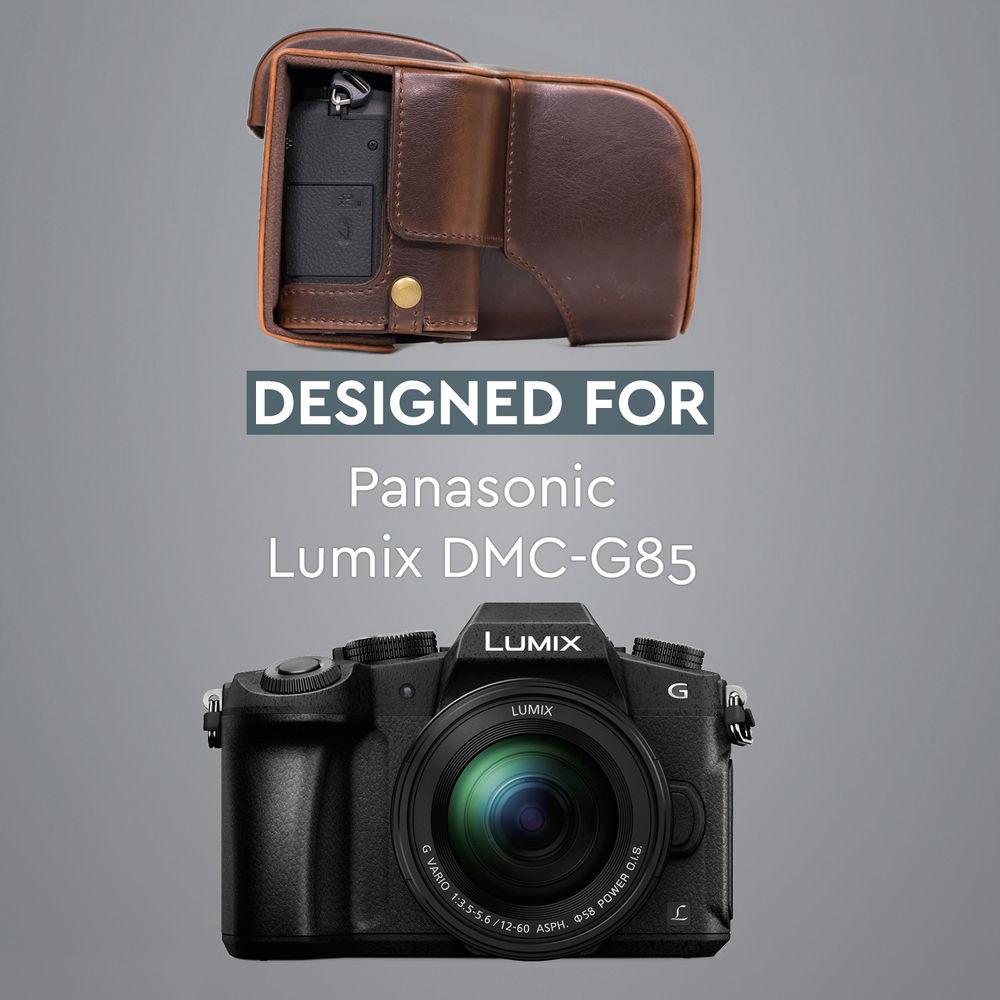 MegaGear Ever Ready PU Leather Case and Strap for Panasonic Lumix DMC-G85 or G8 with 12-60mm Lens
