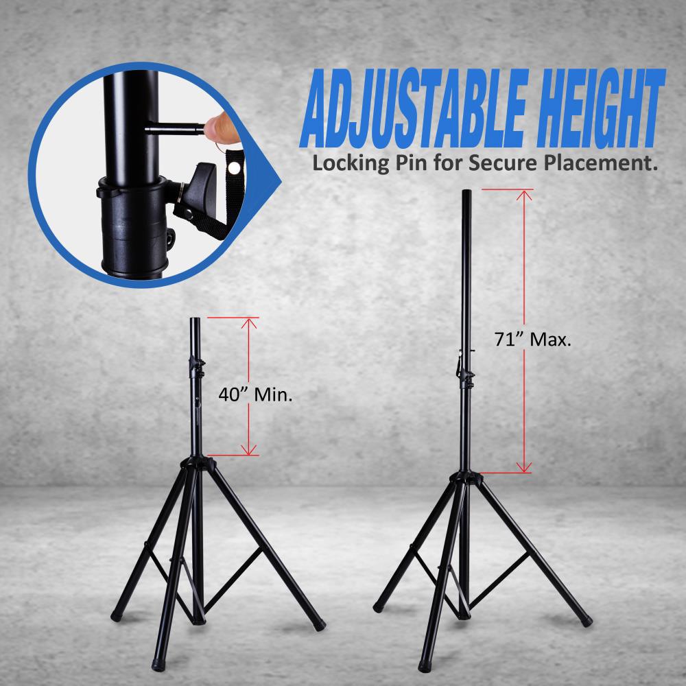 Pyle Pro Height-Adjustable Tripod Speaker Stands Kit and Travel Bag