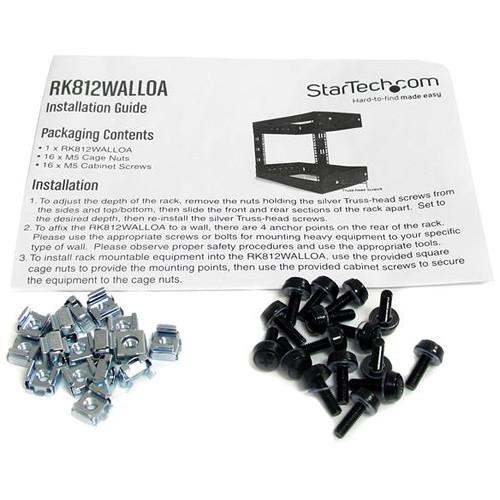 StarTech 8 RU Open-Frame Wall Mount Equipment Rack with Adjustable Depth