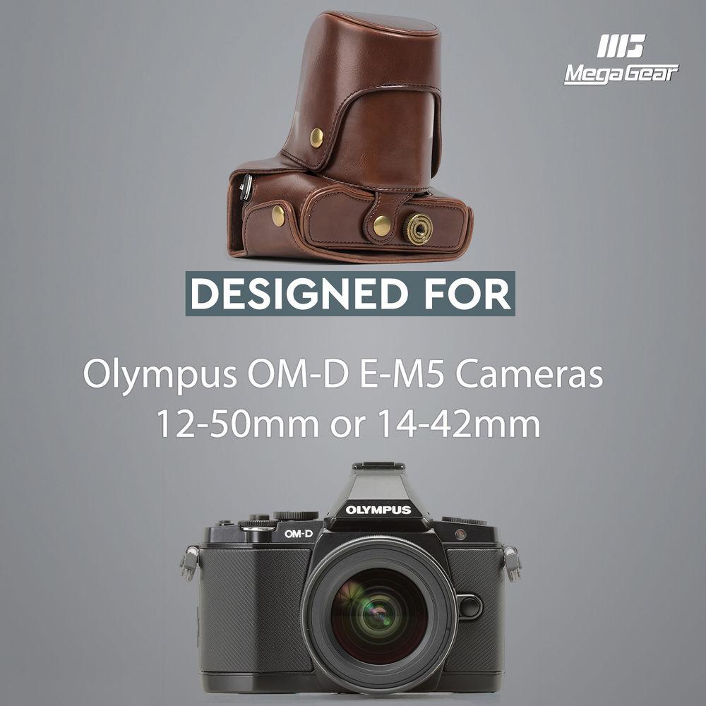 MegaGear Ever Ready PU Leather Case for Olympus OM-D E-M5 with 12-50 or 14-42mm