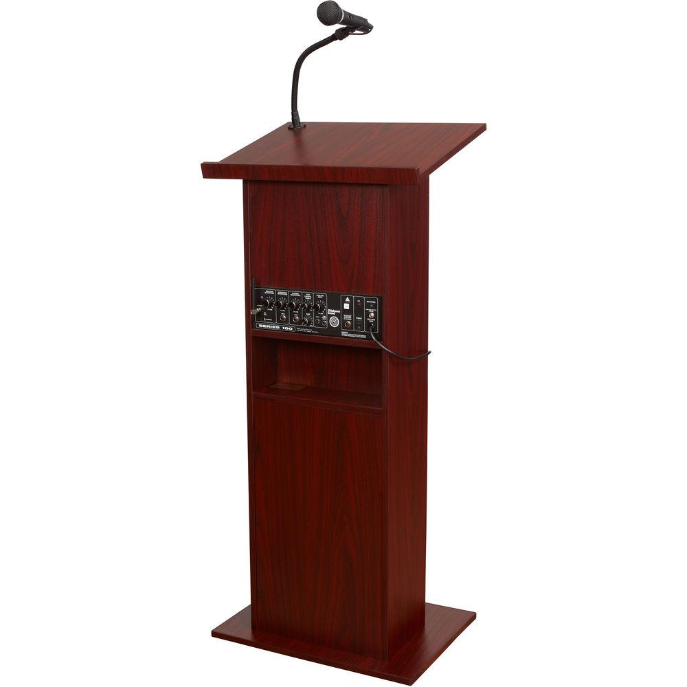 Oklahoma Sound The Power Plus Lectern with Rechargeable Battery & Wireless Tie Clip Lavalier Mic