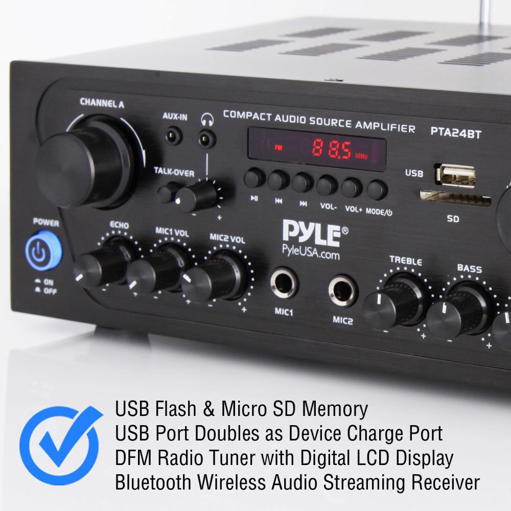Pyle Pro PTA24BT Stereo Receiver with Bluetooth, Pyle, Pro, PTA24BT, Stereo, Receiver, with, Bluetooth