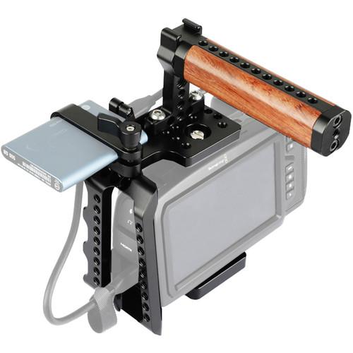 CAMVATE Cage Kit With Wood Top Handle And Mobile Hard Disk T5 Clamp For Bmpcc 4K