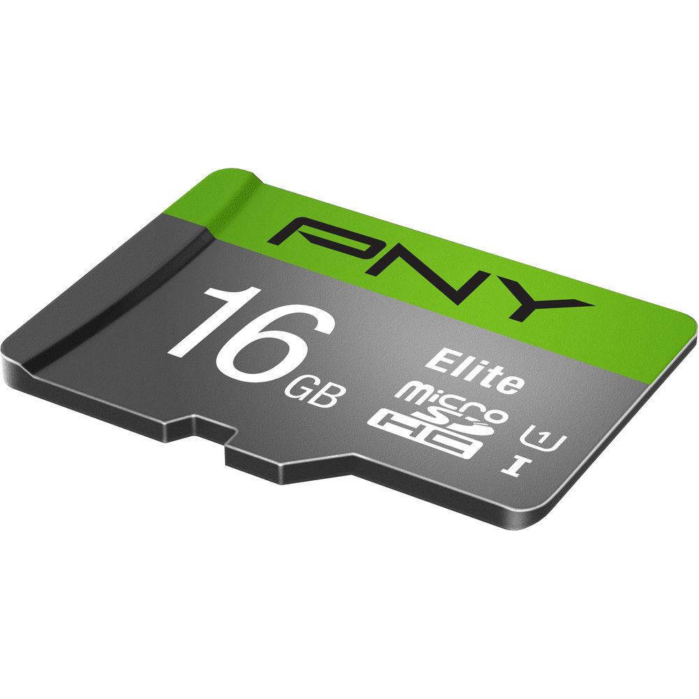 PNY Technologies 16GB Elite UHS-I microSDHC Memory Card with SD Adapter