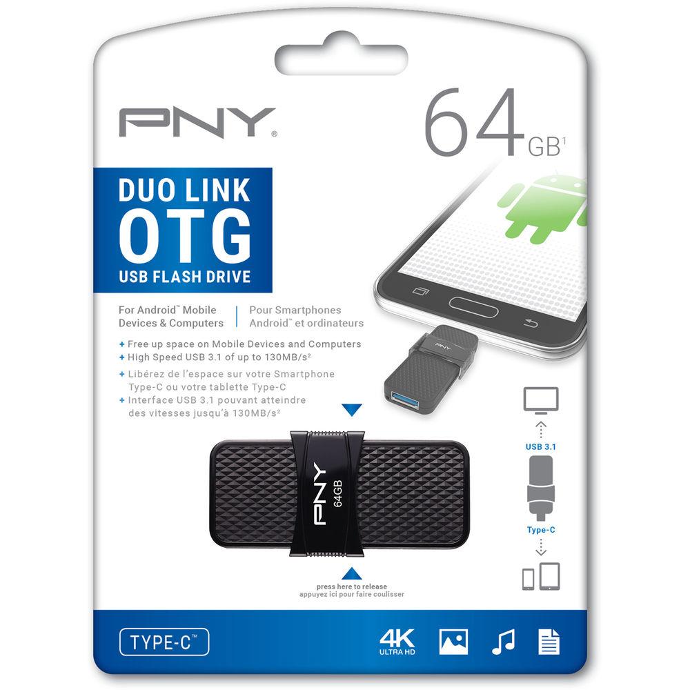PNY Technologies 64GB Duo Link OTG USB 3.1 Type-C Flash Drive
