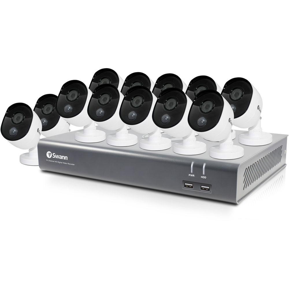 Swann 16-Channel 1080P DVR with 1TB HDD & 12 1080p Outdoor Bullet Cameras with Night Vision