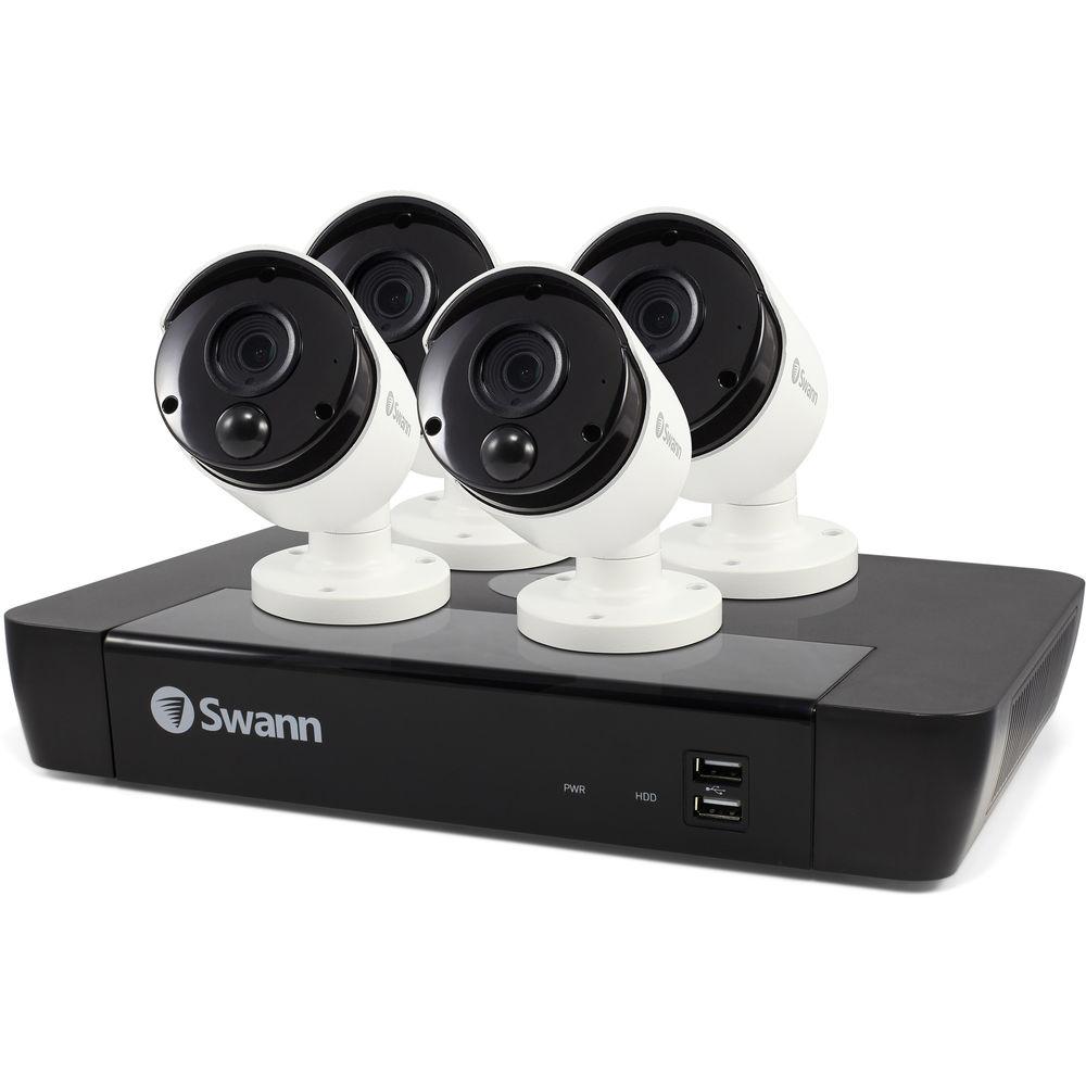 Swann 8-Channel 4K UHD NVR with 2TB HDD & 4 5MP Outdoor Night Vision Bullet Cameras