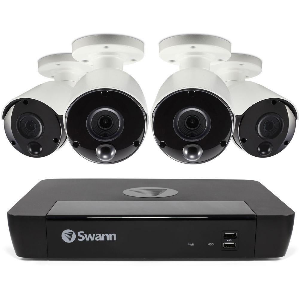 Swann 8-Channel 4K UHD NVR with 2TB HDD & 4 5MP Outdoor Night Vision Bullet Cameras
